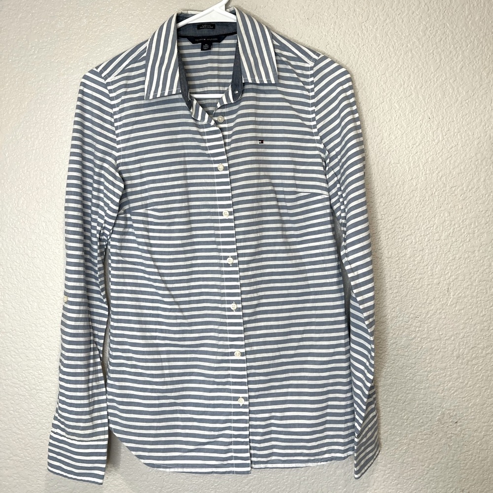 Tommy Hilfiger Classic Fit Striped Button Up Shirt, XS